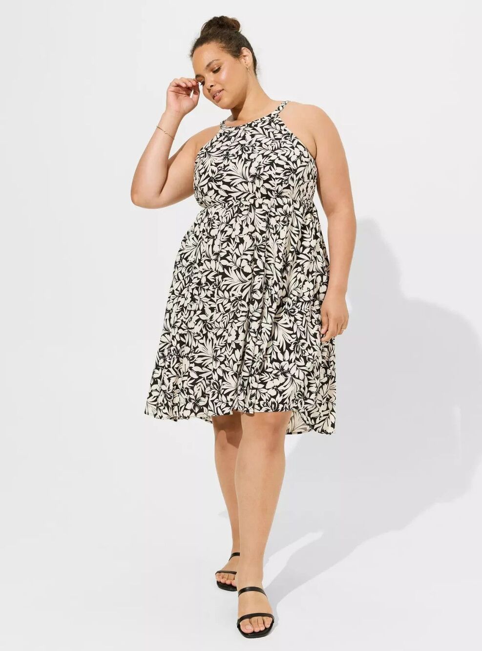 Torrid Sheena Floral Deep Black & White Floral A-line Mini Dress Size 2 2x BL